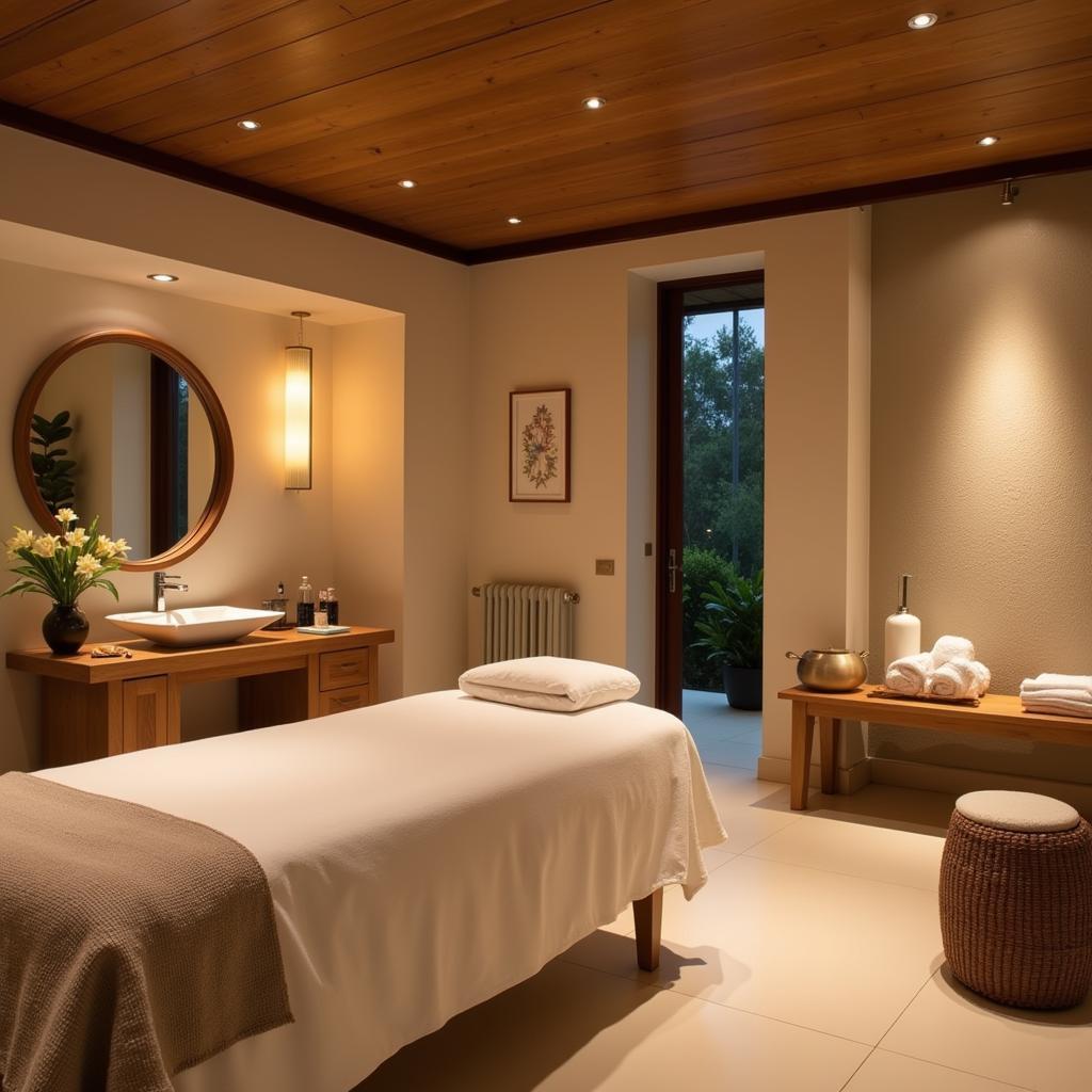 Interior view of the best spa in Kovalam, showcasing its elegant decor and calming atmosphere.