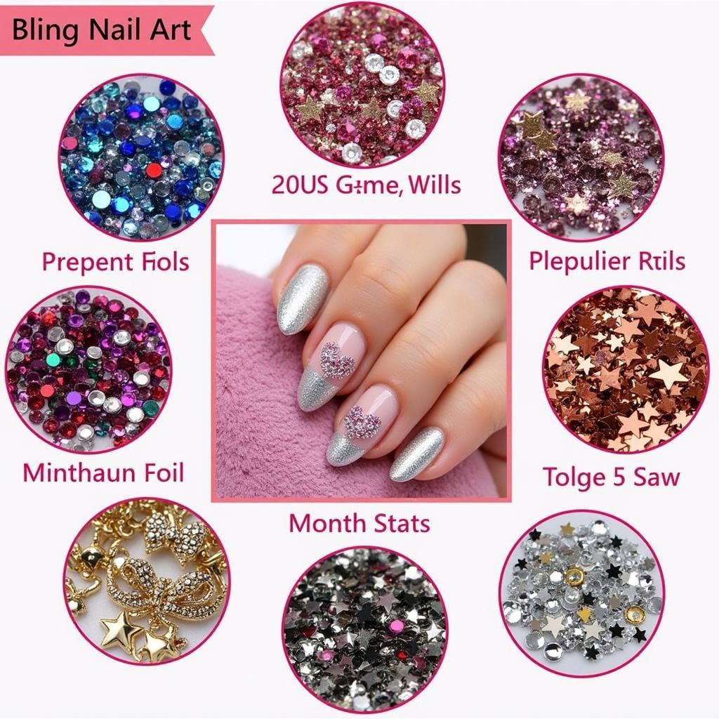 Bling Nail Art Variety: Crystals, Glitter, and Charms