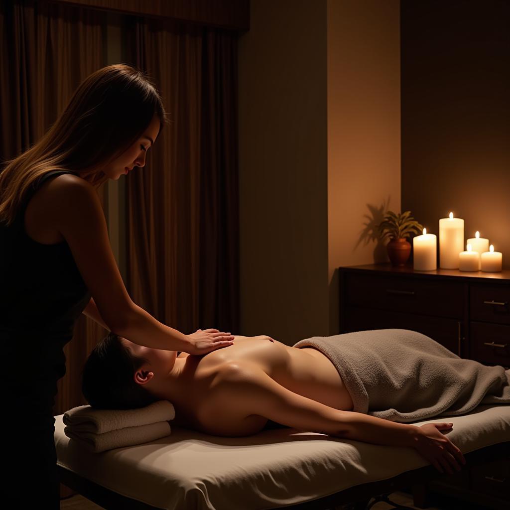 Relaxing massage therapy at a blue diamond spa