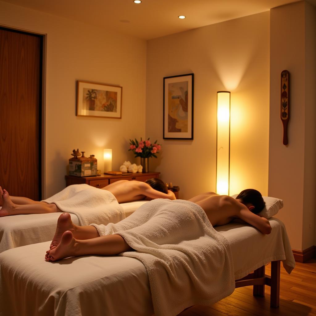 Couple enjoying a relaxing body to body spa treatment in Chembur