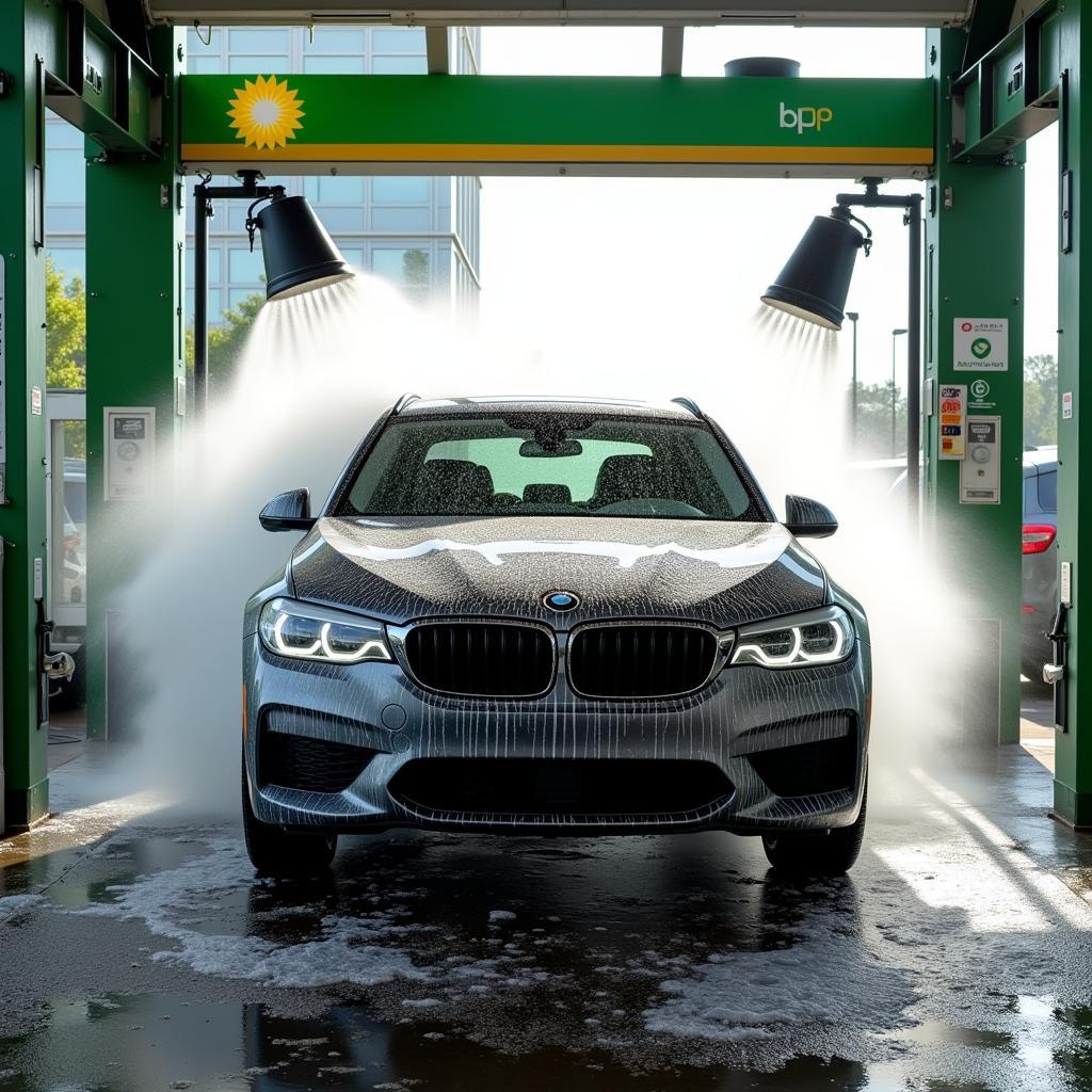 A car being washed at a BP Auto Spa.