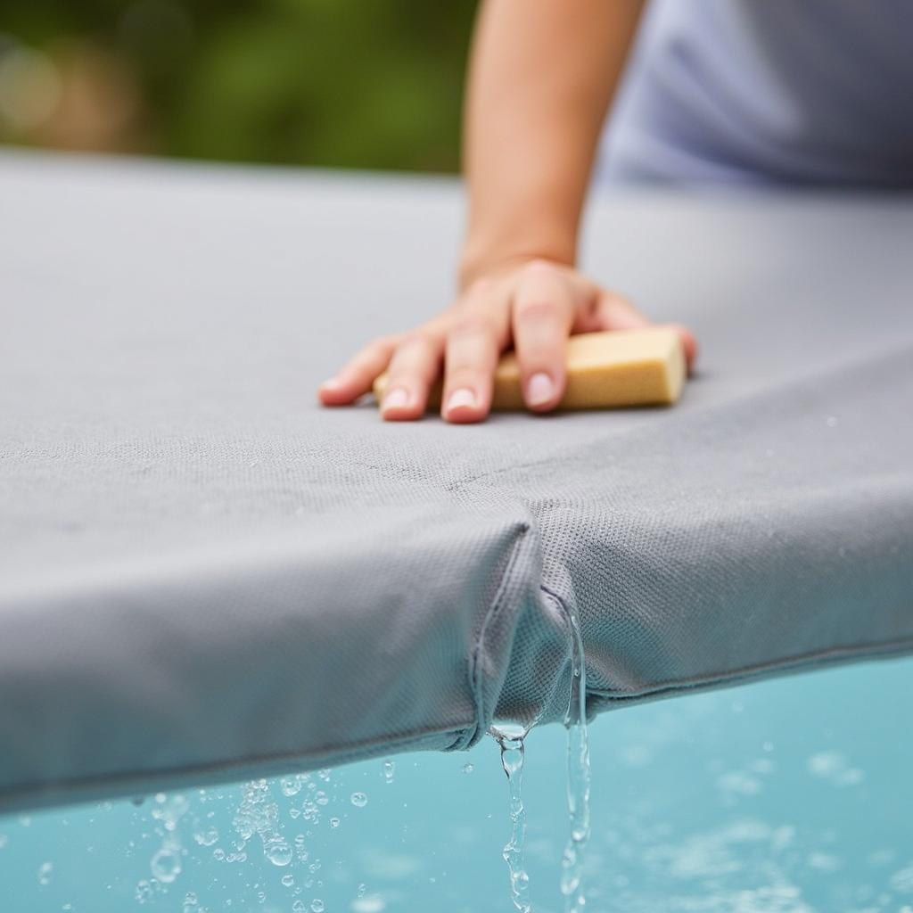 Cleaning a Cal Spa Hot Tub Cover with Mild Soap and Water