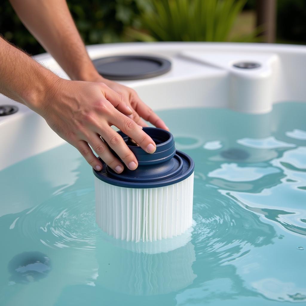 Cleaning the Filter of an Outdoor Jacuzzi Hot Tub