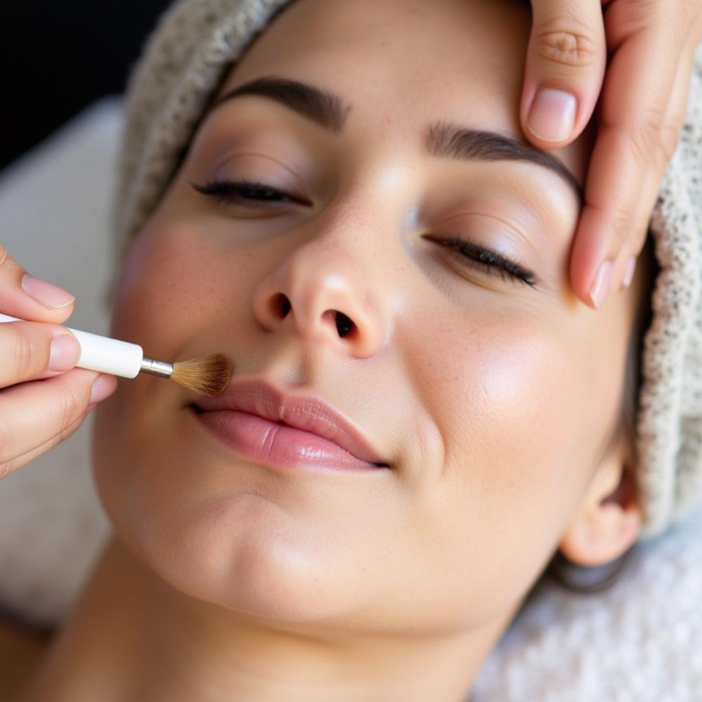 Close up of a facial treatment at Coppid Beech Spa with a focus on natural products