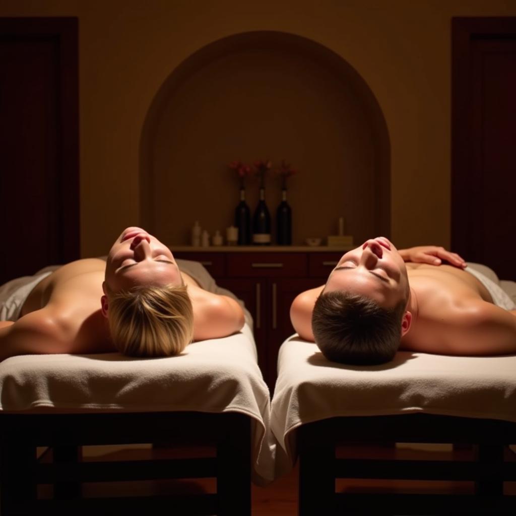 Couple Enjoying a Couples Massage at a Grand Resort Spa