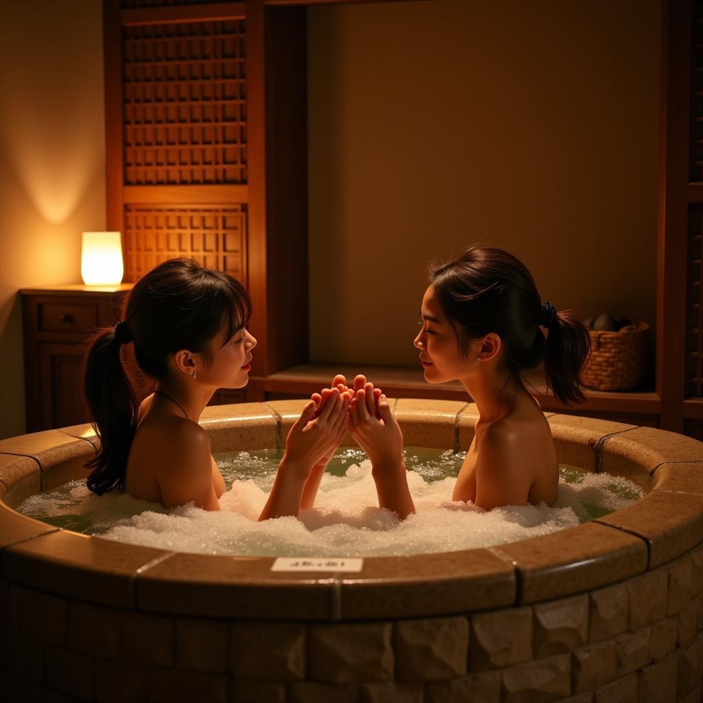 Couple Relaxing at Korean Spa