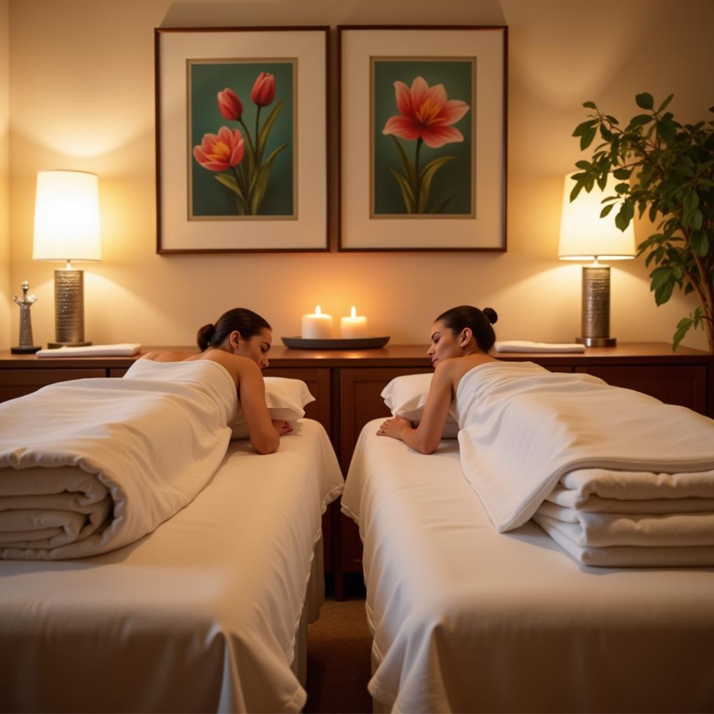 Couple enjoying a relaxing massage during a spa day