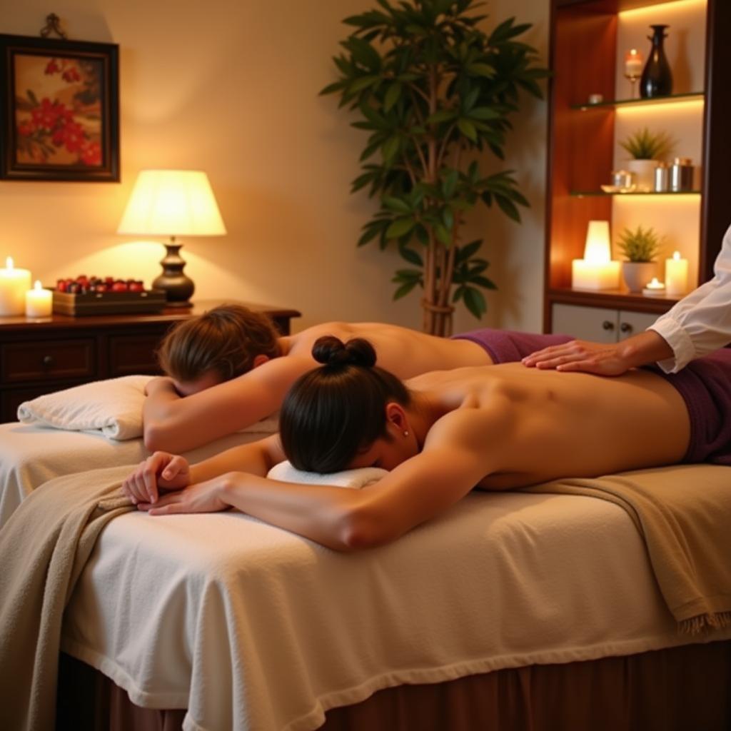 Couple enjoying spa overnight stay treatments