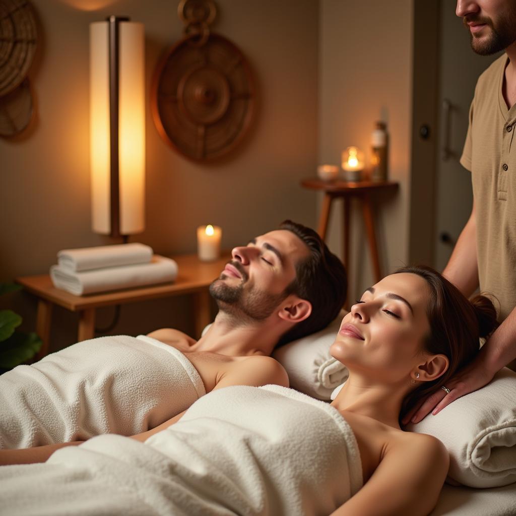 Couple relaxing during a spa treatment in a New Zealand spa hotel