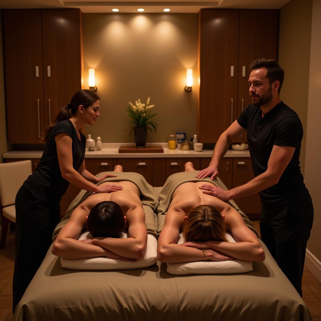 Couple getting a massage at a luxury spa