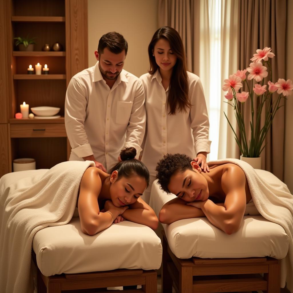 Couple enjoying a relaxing massage at the spa