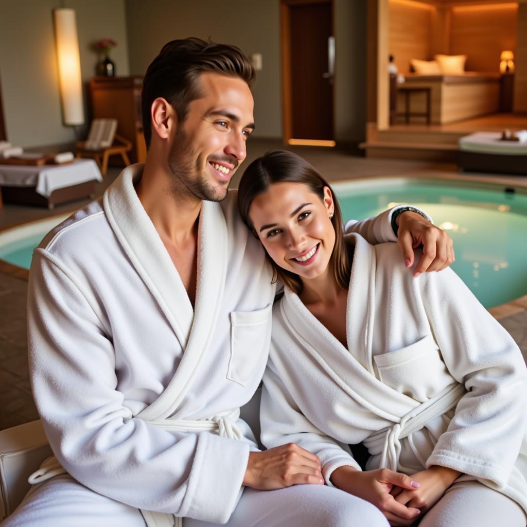 Couple Relaxing at a Spa with a Day Package Deal