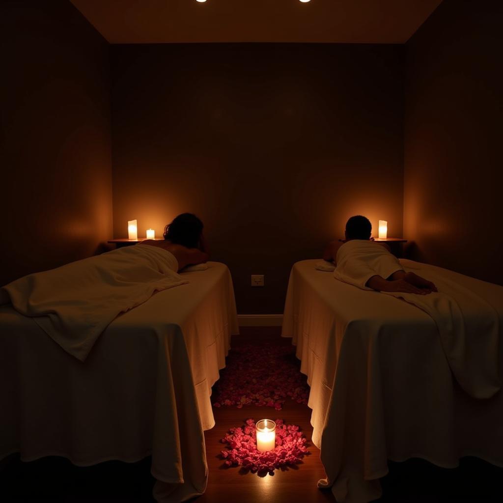 Couples massage in a romantic setting