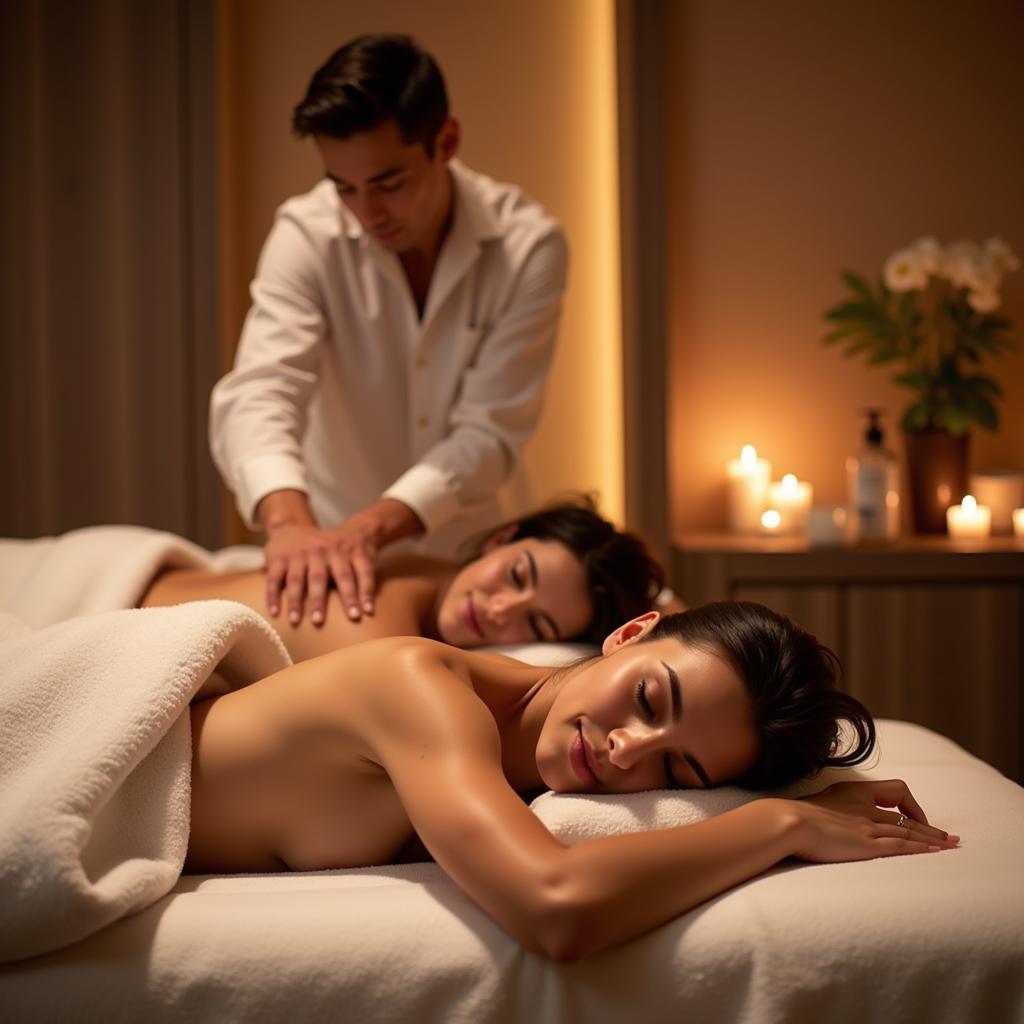 Couples massage in a tranquil setting