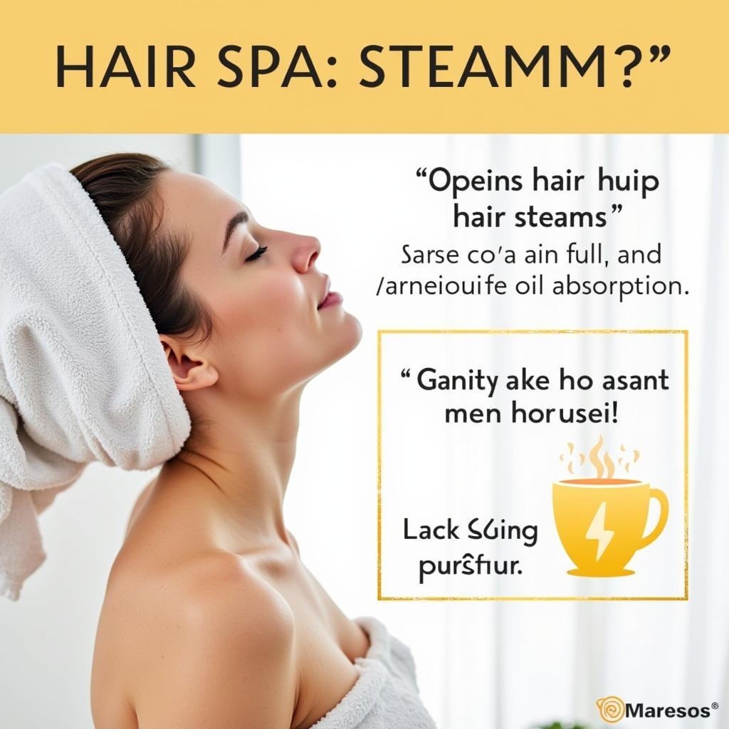 Steaming hair with a towel for deep conditioning during a DIY hair spa