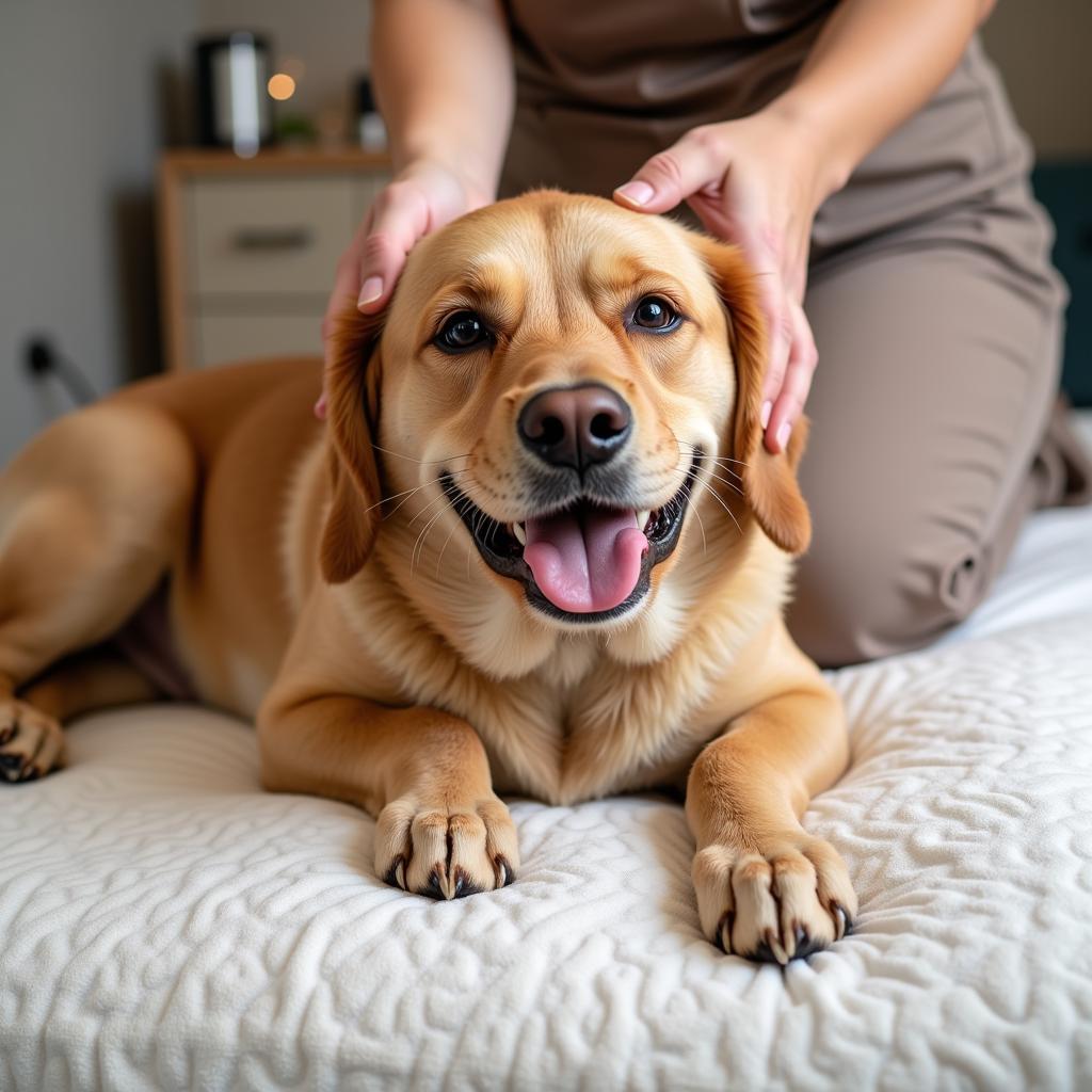 Dog enjoying a spa treatment