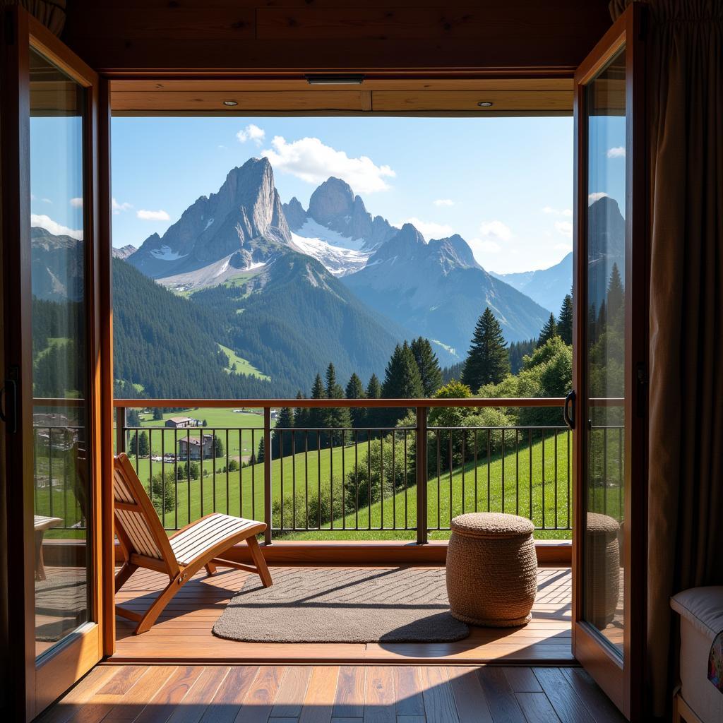 Panoramic view of the Dolomites from a 5-star spa