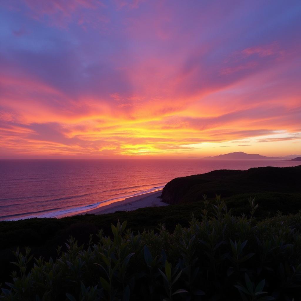 Stunning sunset view over the ocean at the Dune Eco Village and Spa