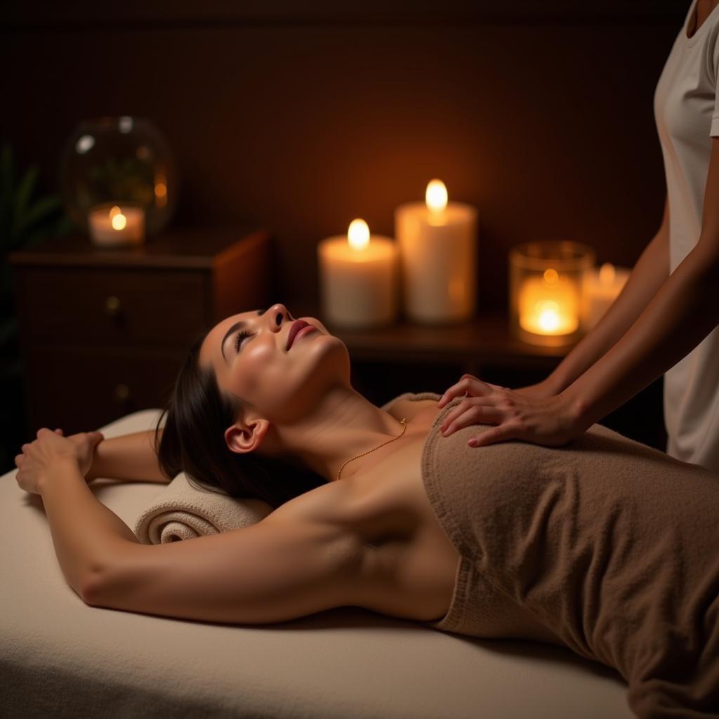 Woman relaxing in a tranquil EB Neuro Spa setting