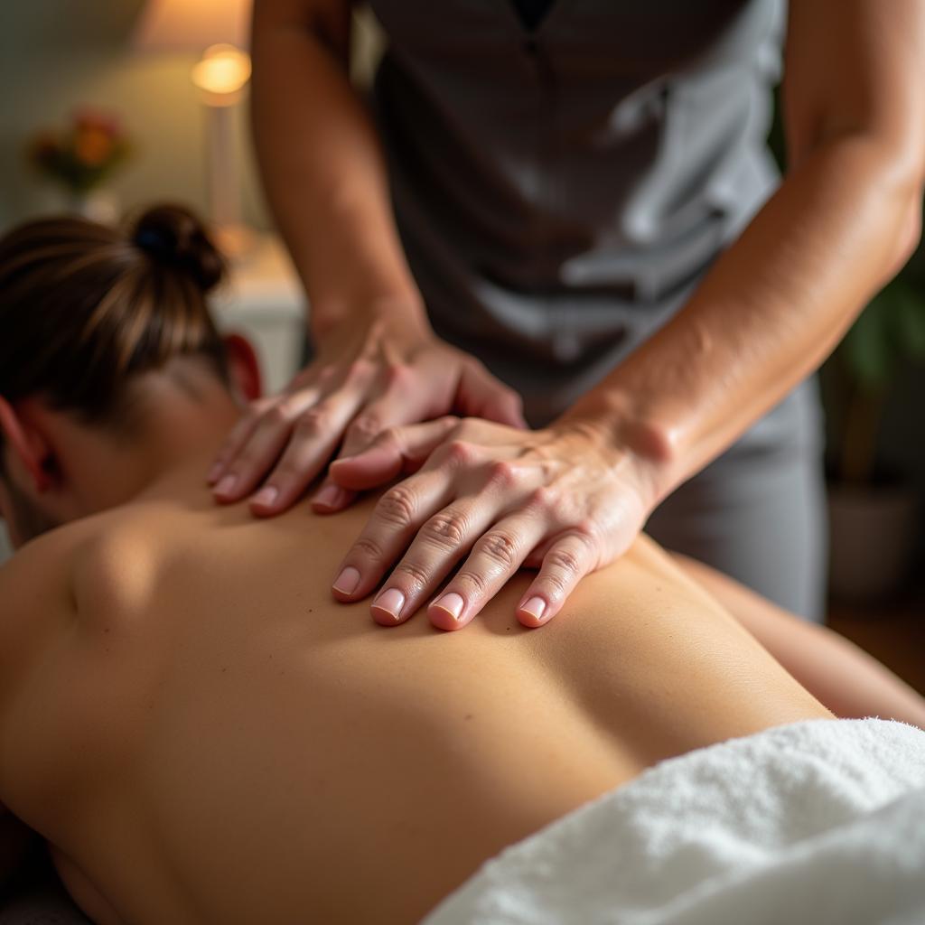 Massage Therapy for Relaxation: A skilled therapist performs a relaxing massage.