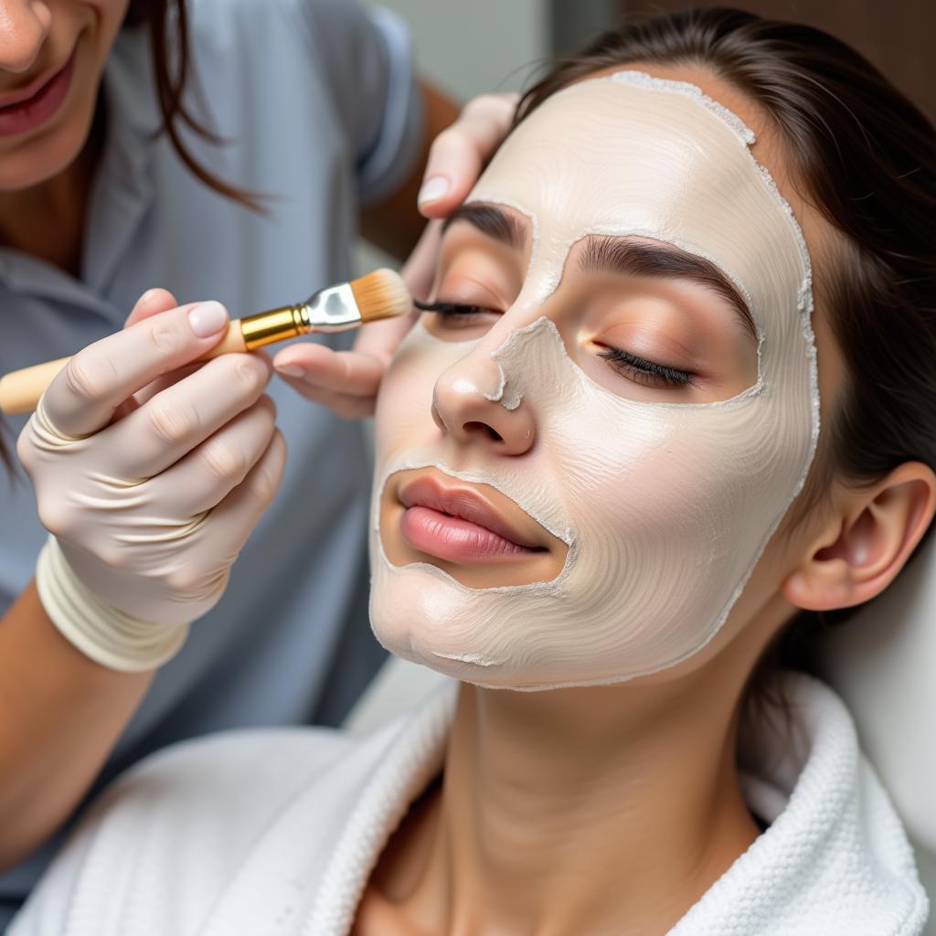 Facial treatment at a spa in Axis Mall