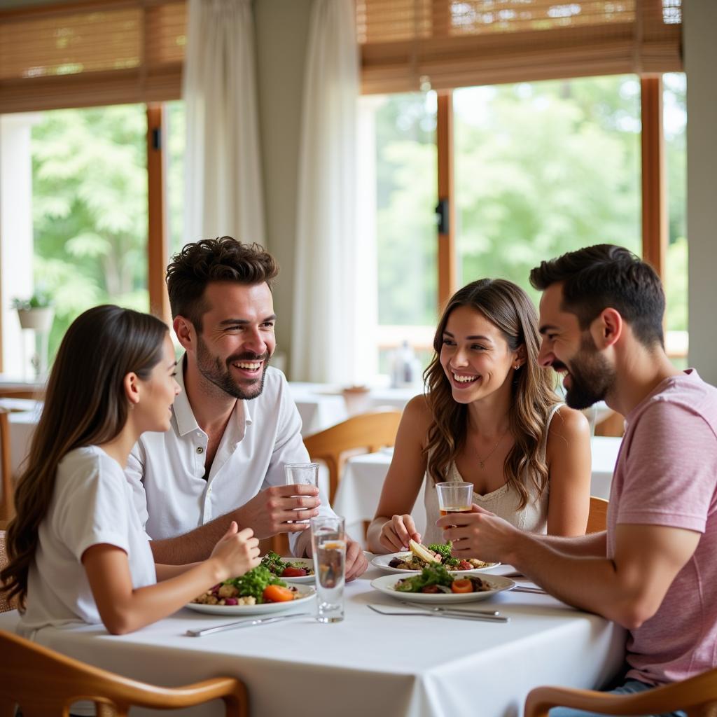 Family enjoying a meal at the spa in the UK