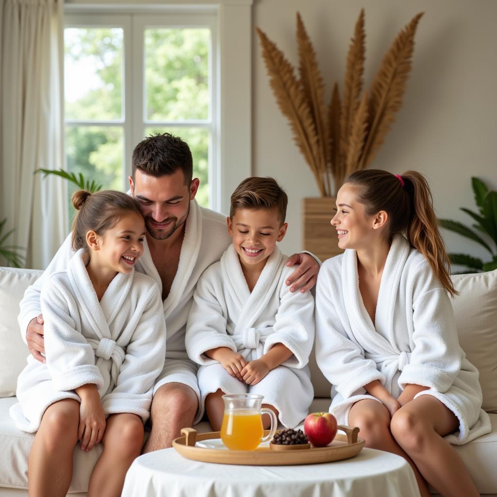 Family enjoying spa treatments in the UK