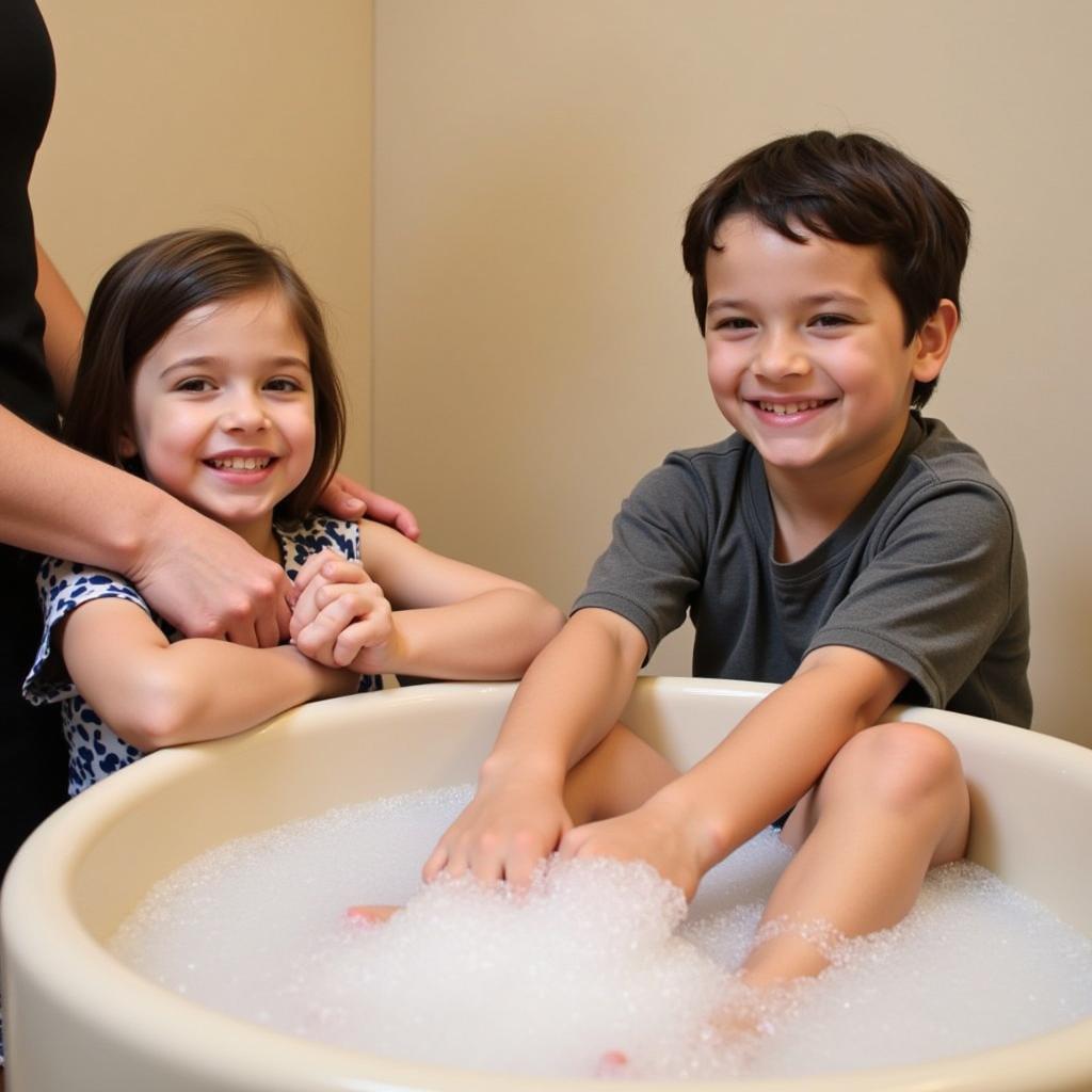 Children enjoying spa treatments at Flora Spa