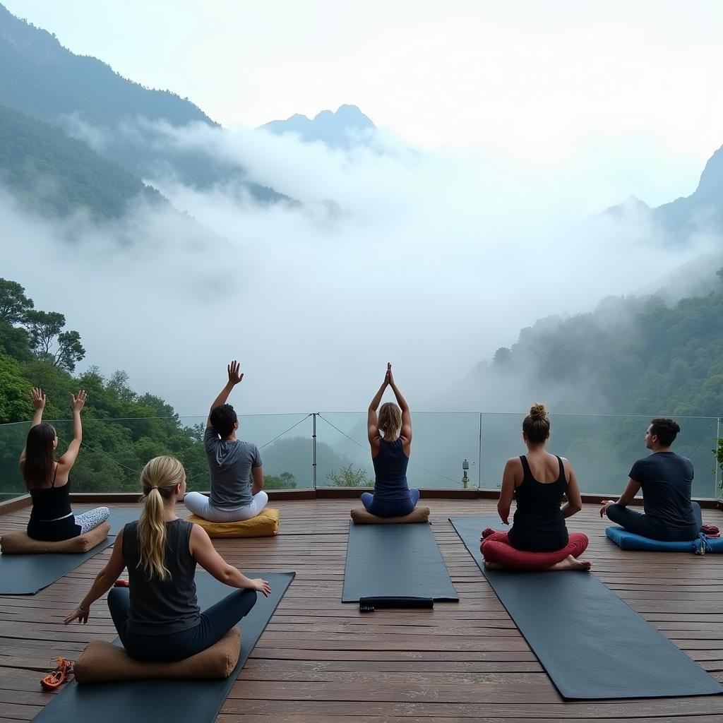 Yoga Session in the Fog