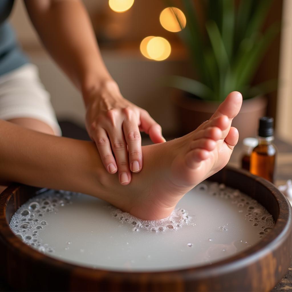 Foot Spa Reflexology Session in Progress