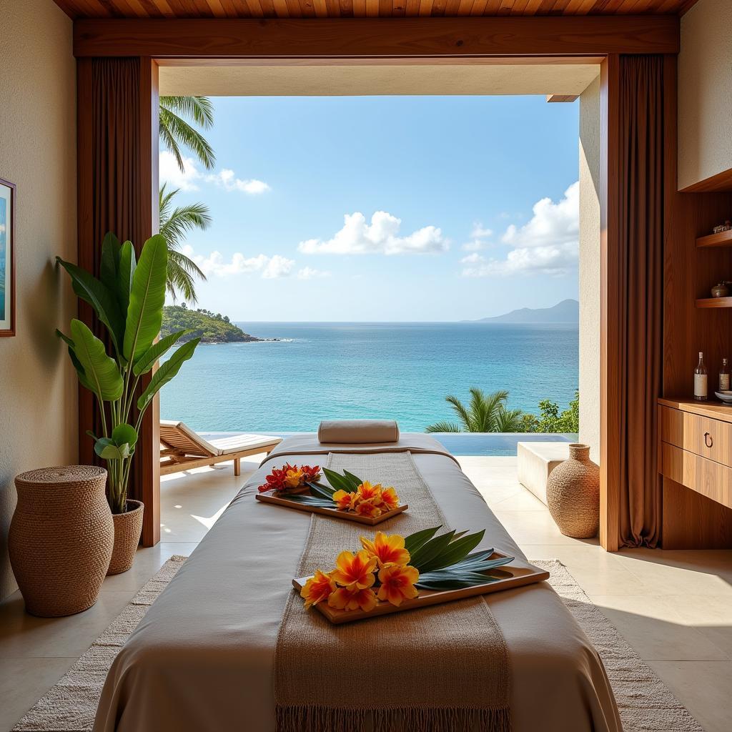 Oceanfront treatment room at the Four Seasons Big Island Spa