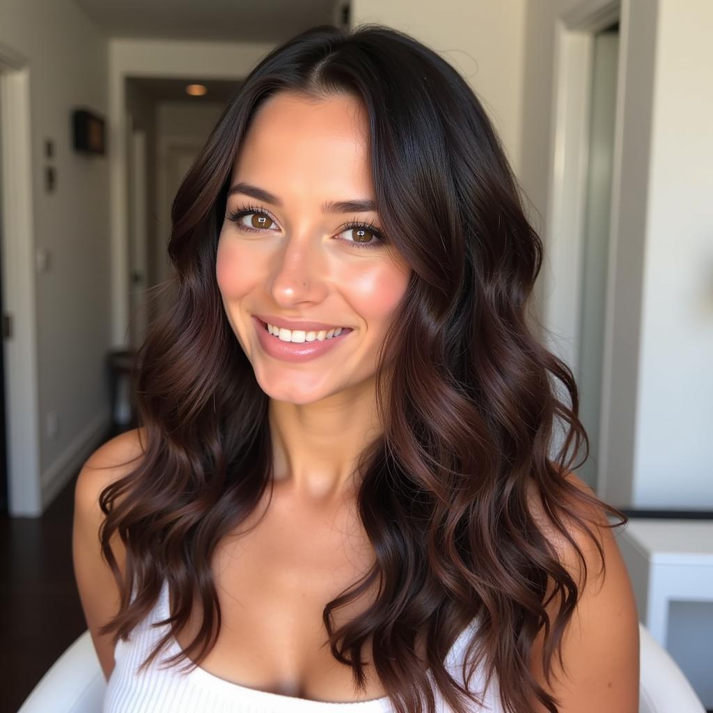 Frizz-free wavy hair after a spa treatment