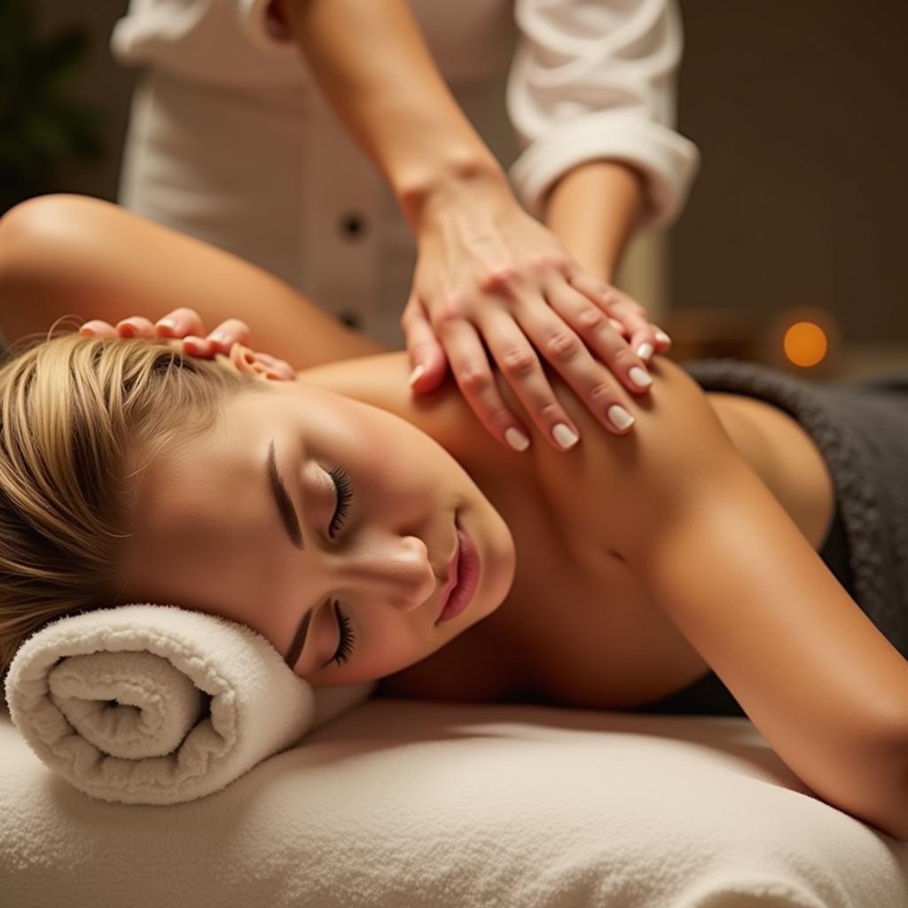 Woman enjoying a relaxing full body spa massage therapy