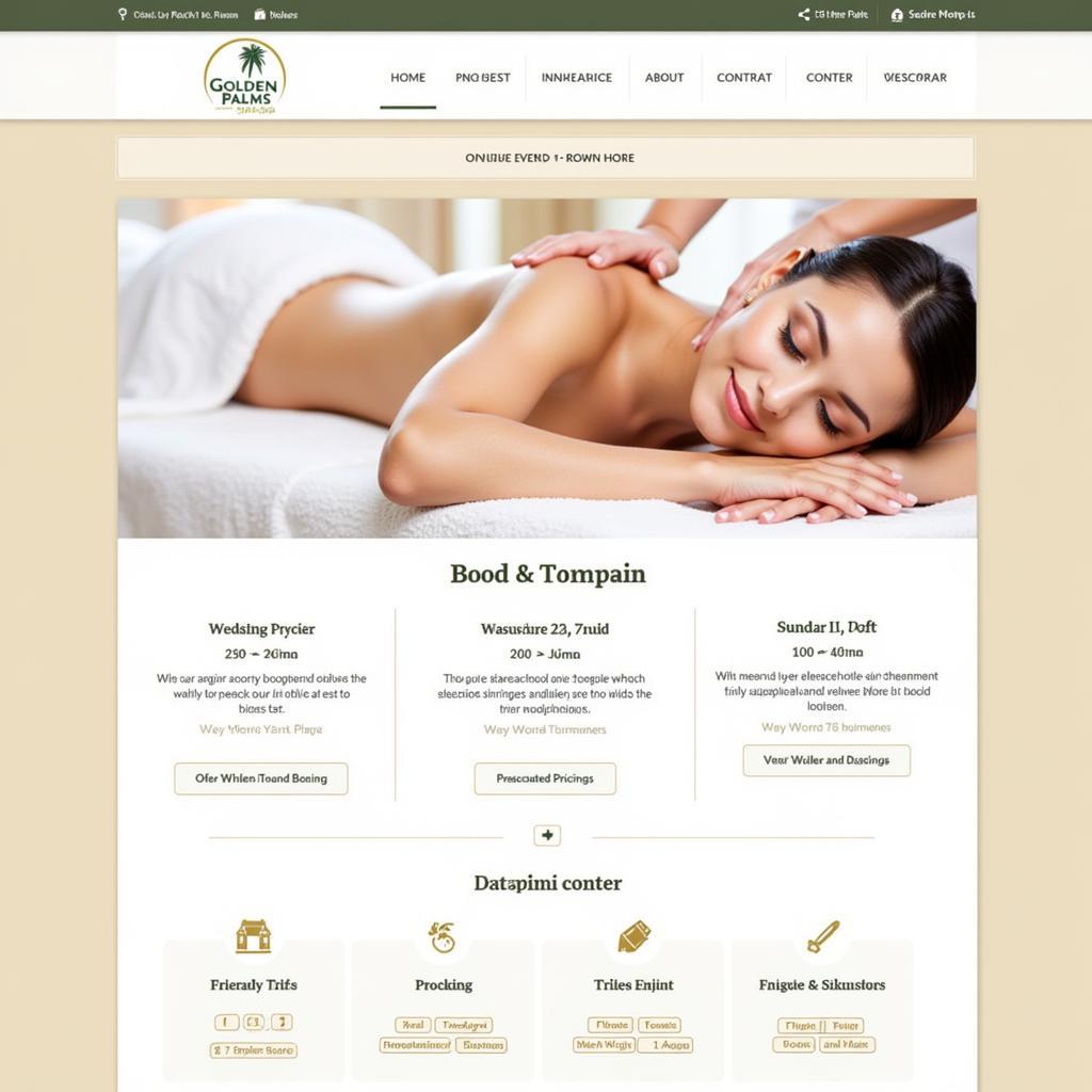 Online Booking Portal for Golden Palms Spa Showing Available Treatments and Times