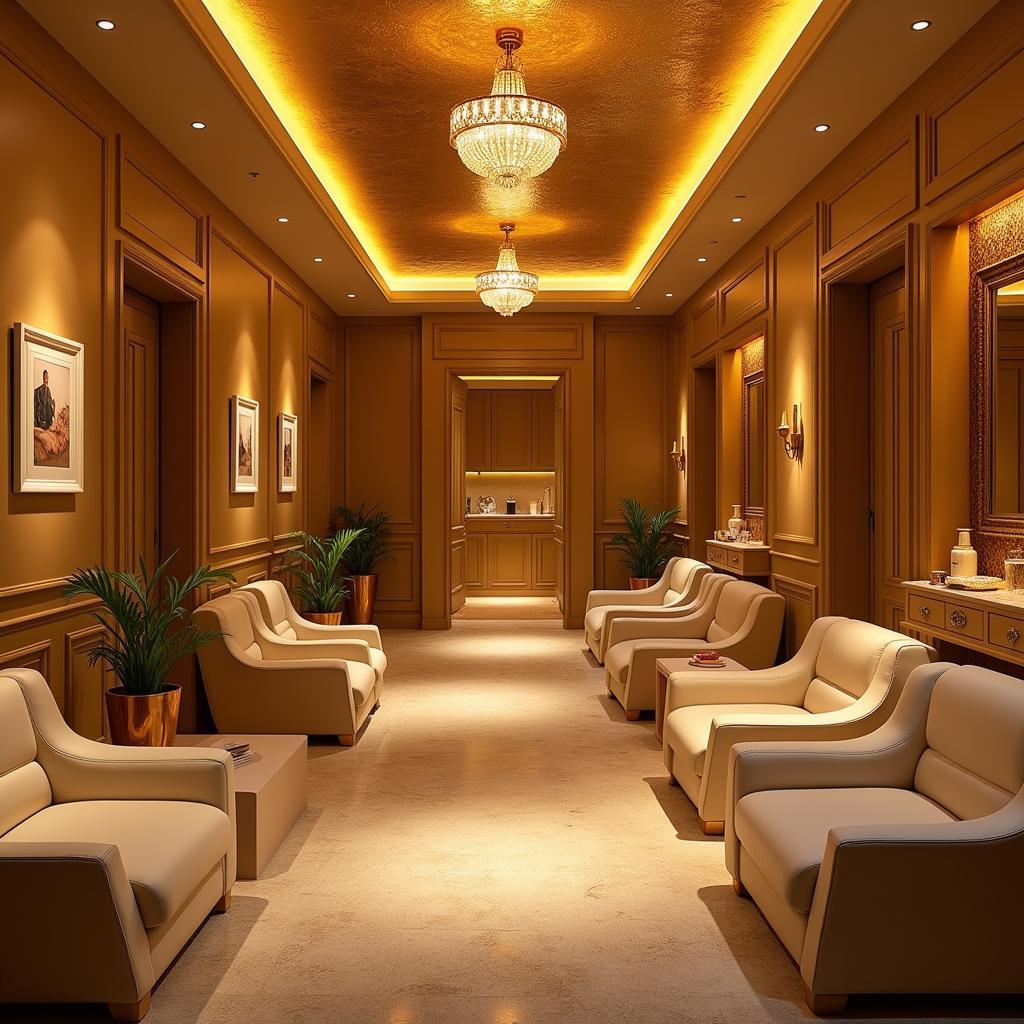 Luxurious Interior of a Golden Spa and Salon