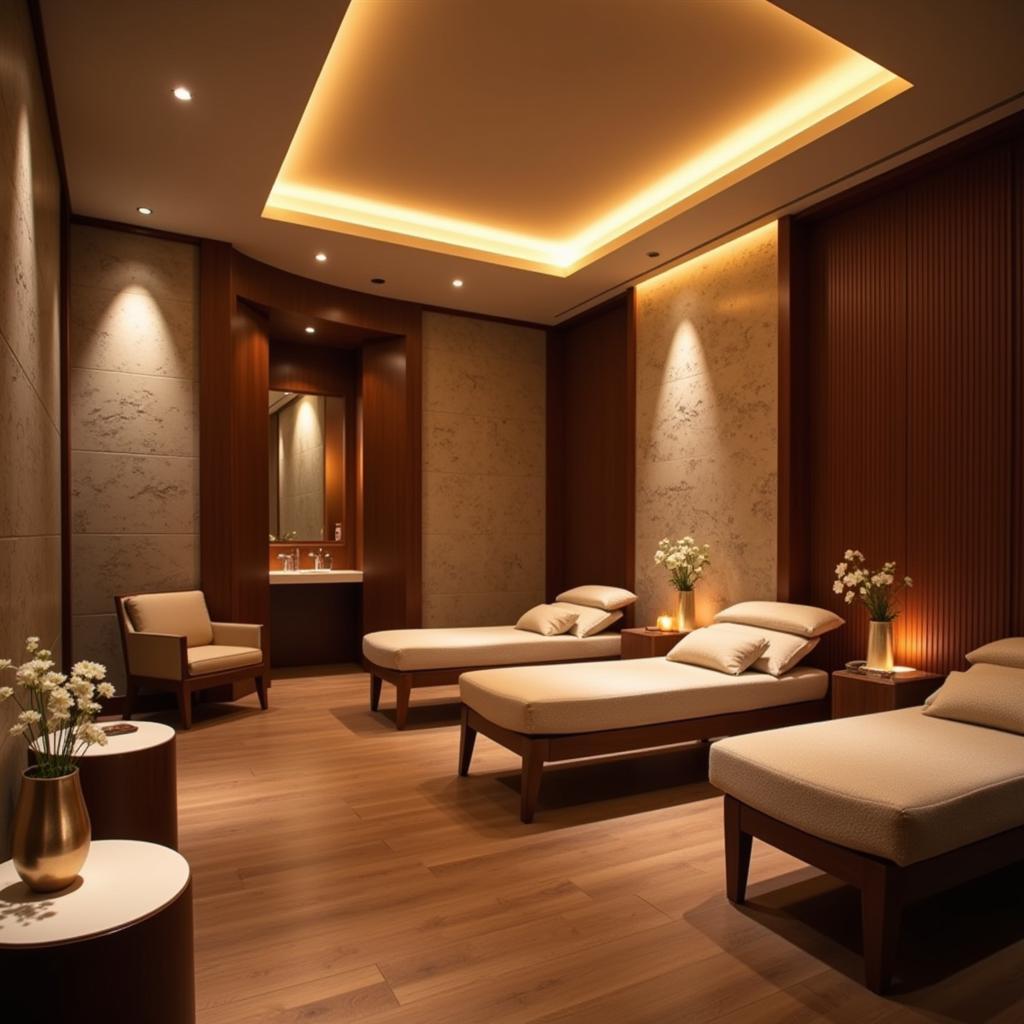 Relaxation area in a Gwalior asli spa with comfortable seating and calming decor.