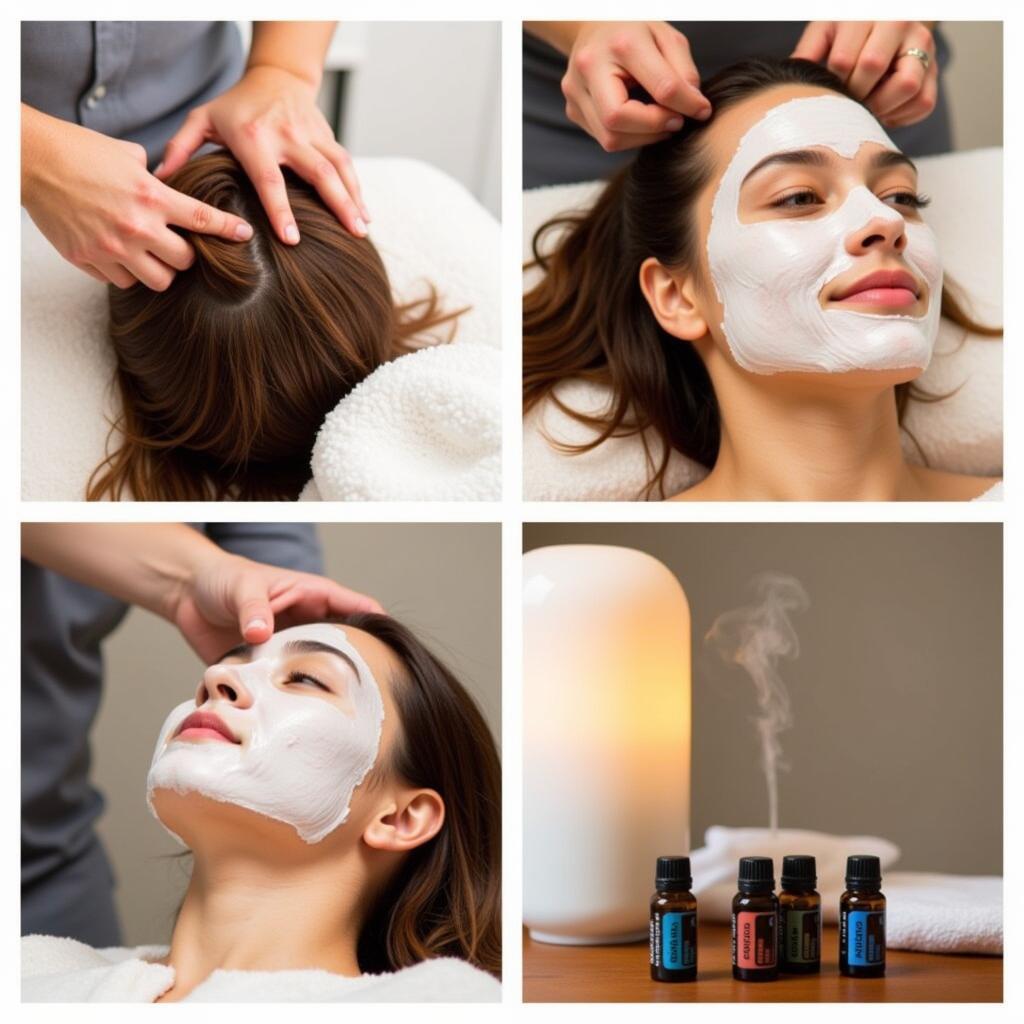 Various spa therapies for hair growth, including scalp massage, hair masks, and aromatherapy.