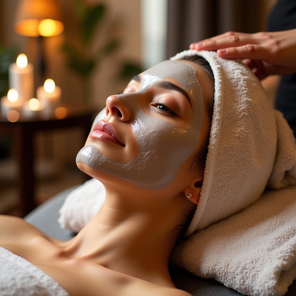 Woman enjoying a hair spa treatment in Kolkata