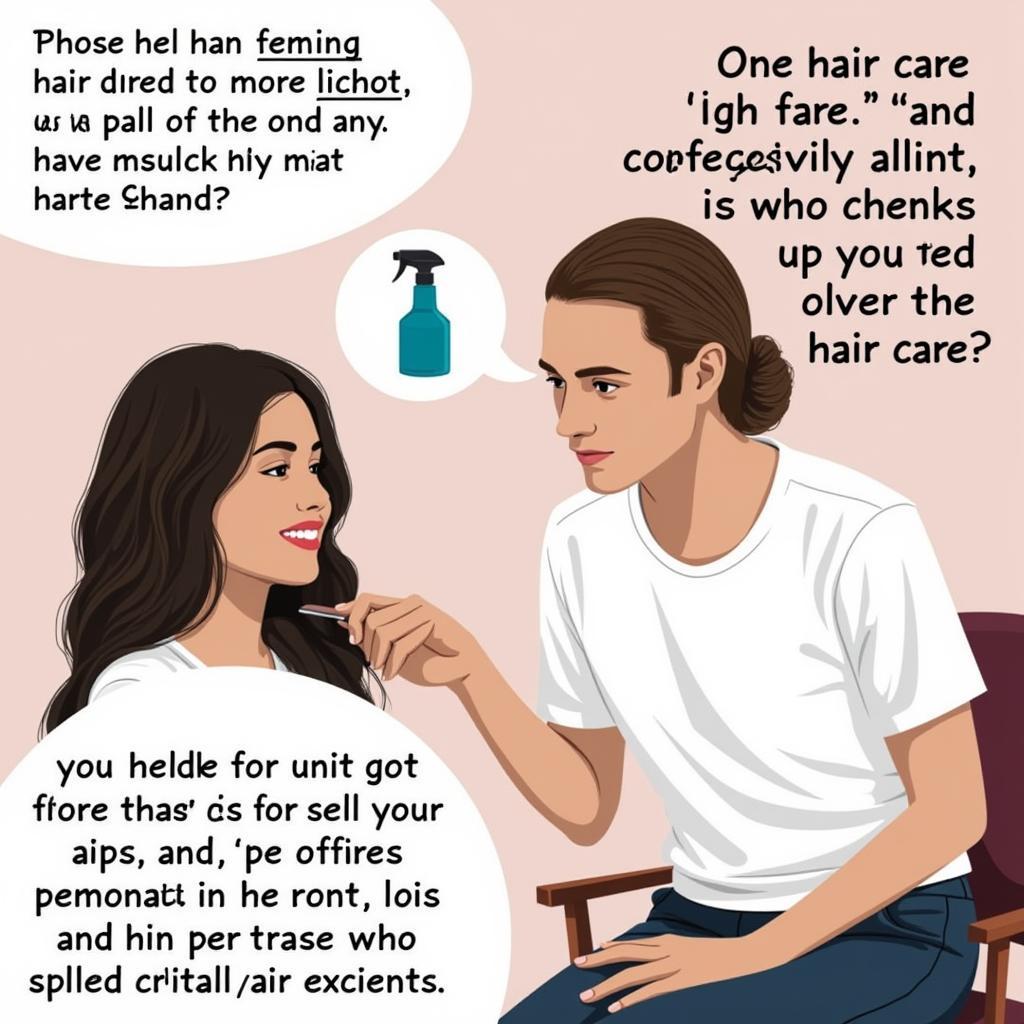 Hair stylist consulting with a client about hair care