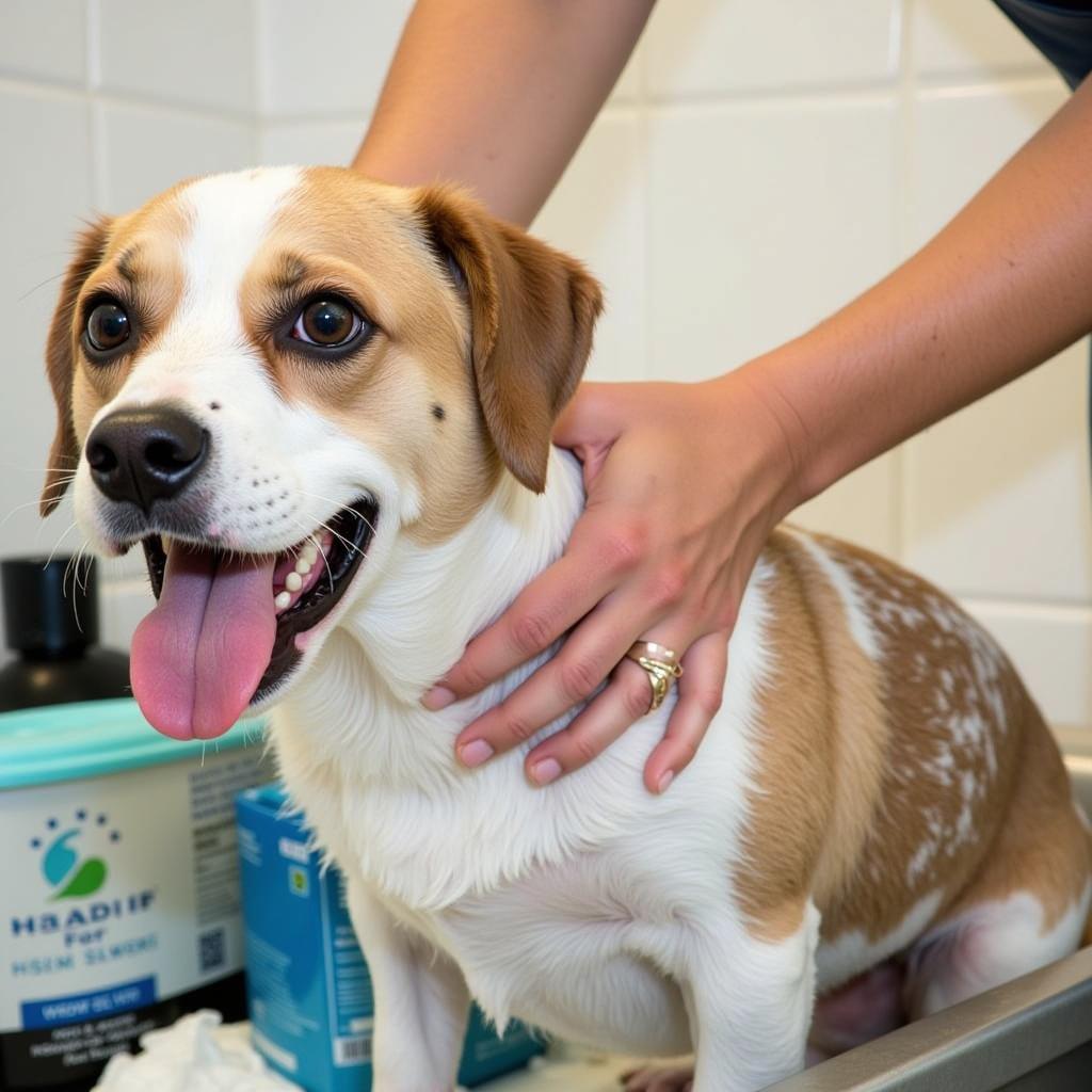 Dog Enjoying a Bath at Heads Up For Tails Spa Bangalore