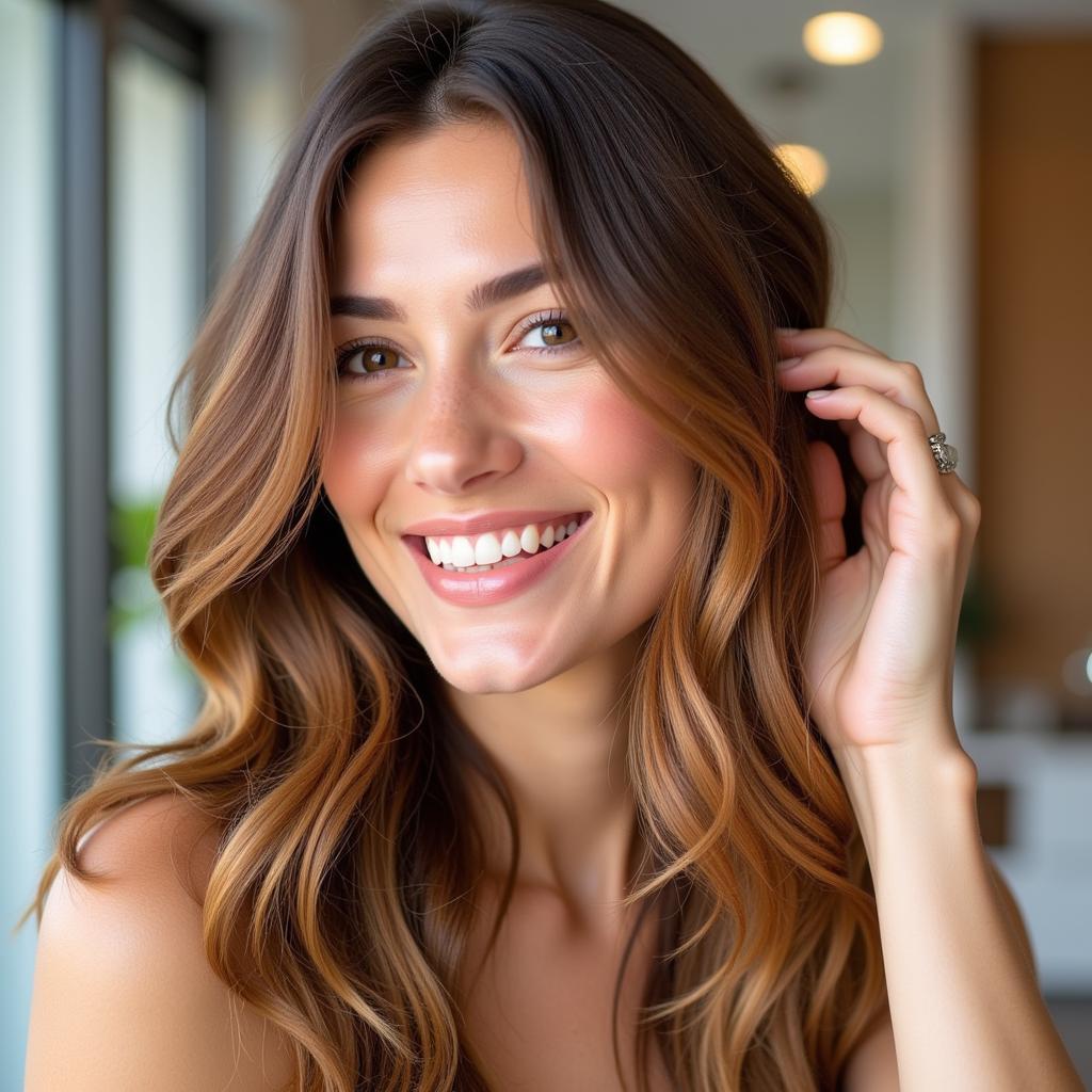 Woman with Shiny and Healthy Hair After a Hair Spa Treatment