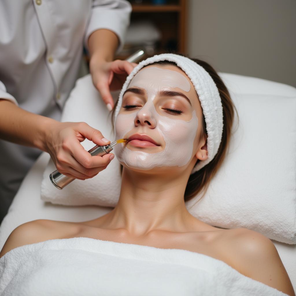 Revitalizing facial treatment in a professional spa environment