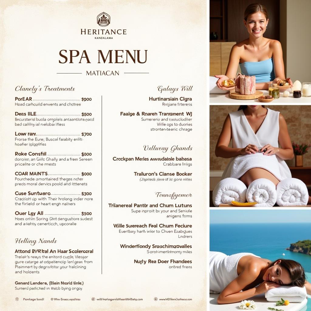 Heritance Kandalama Spa Treatment Menu