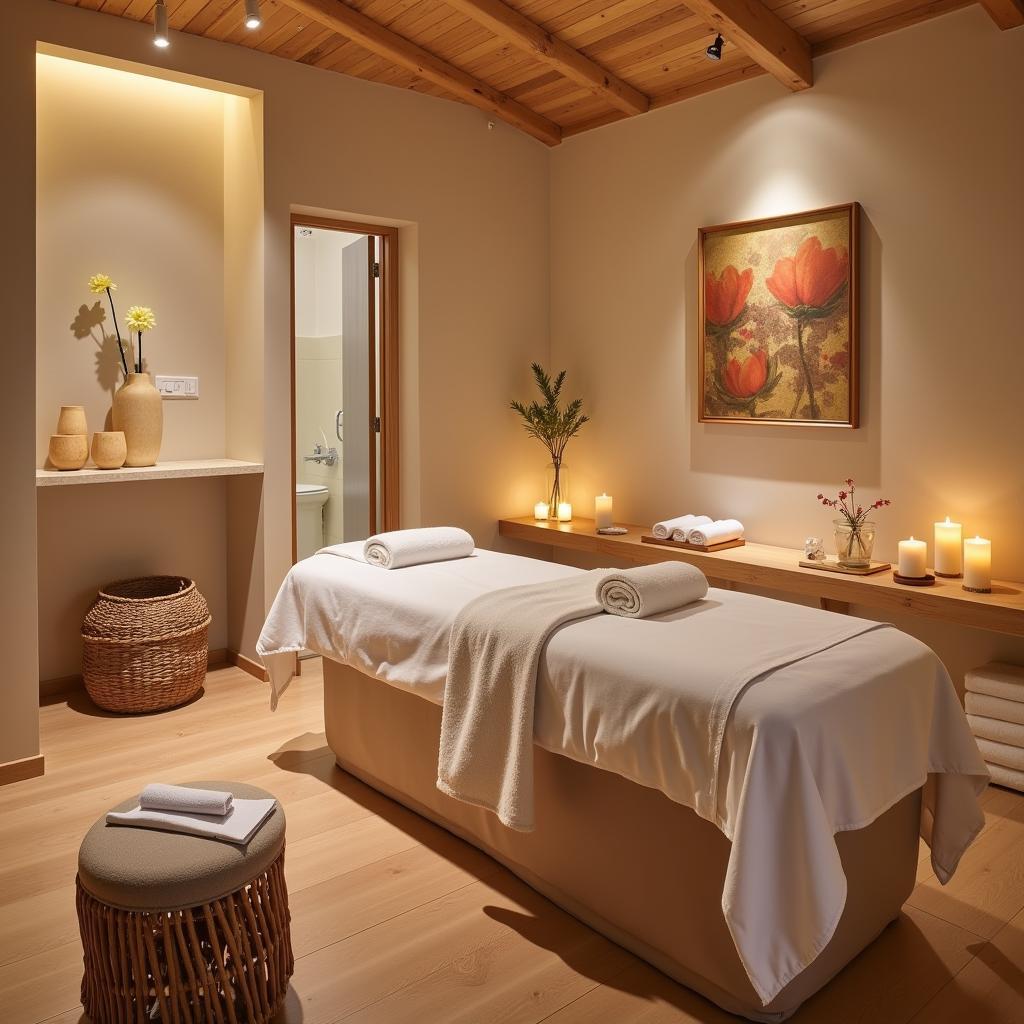 Serene treatment room inside a 4-star hotel spa in Alsace