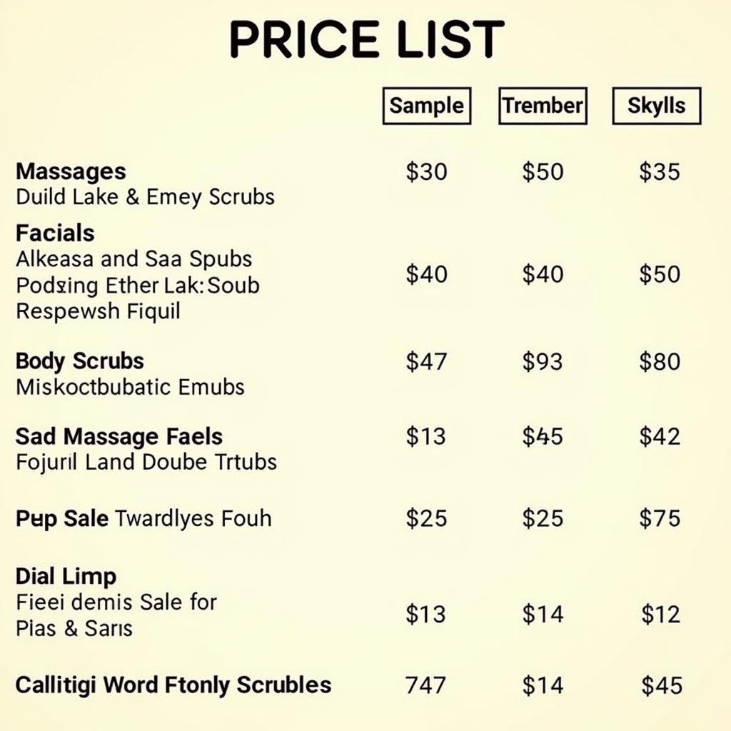 Indore Spa Price List