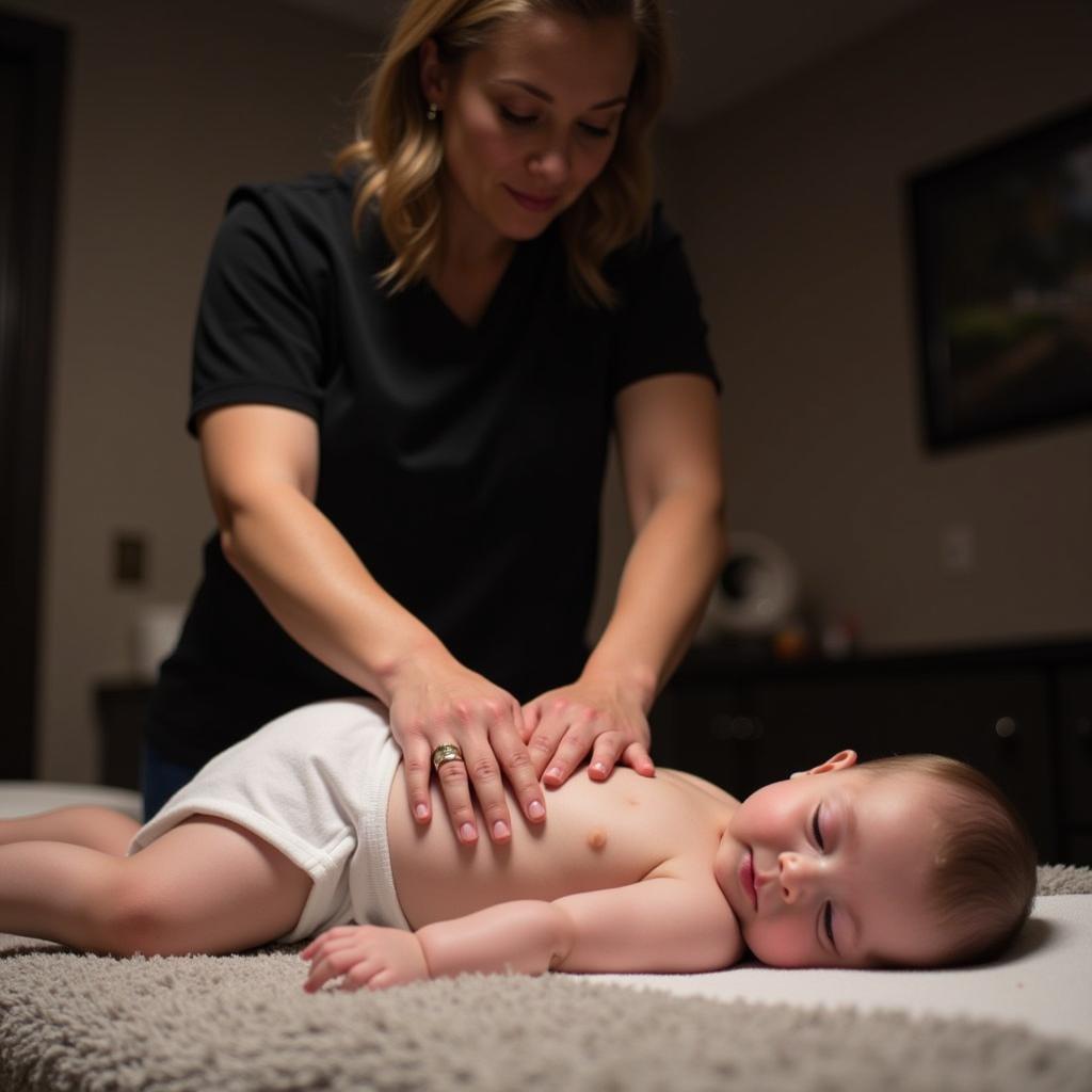 Infant receiving a gentle massage at a Bangalore baby spa