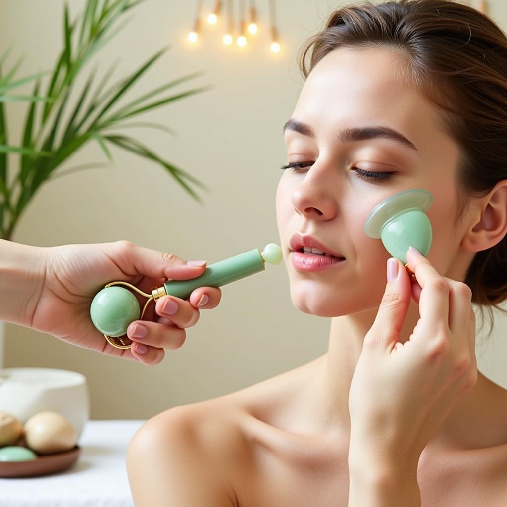 Jade Roller and Gua Sha Set for Facial Massage