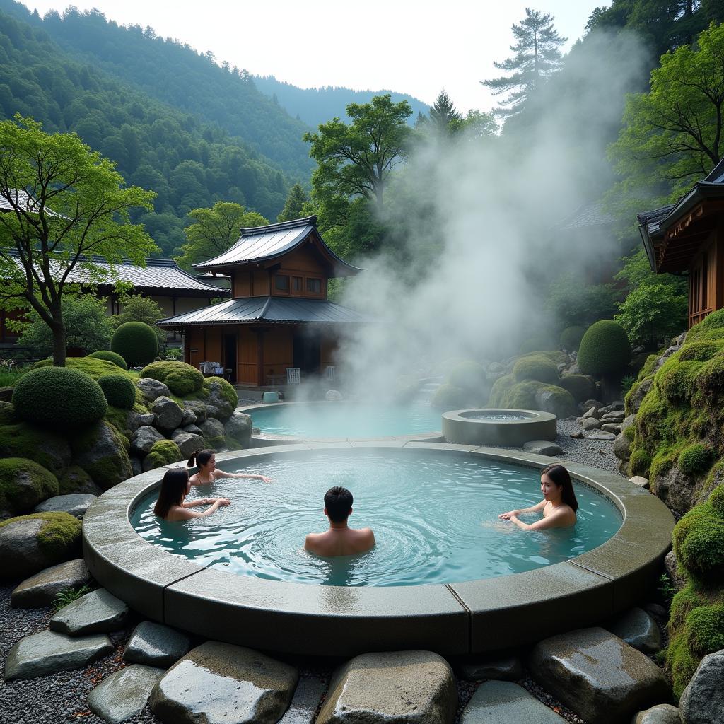 Traditional Japanese Onsen Setting