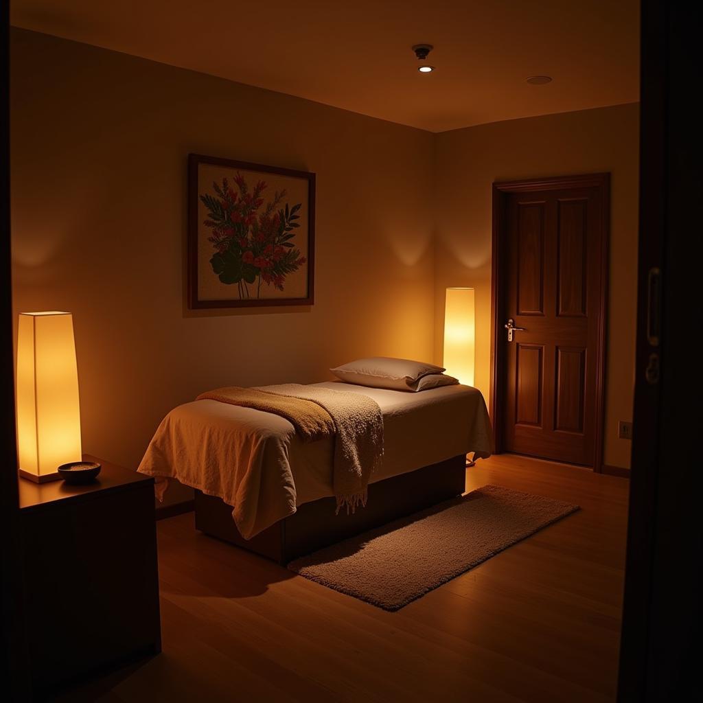 Tranquil Jinan Thai Spa Treatment Room with Soft Lighting and Decor