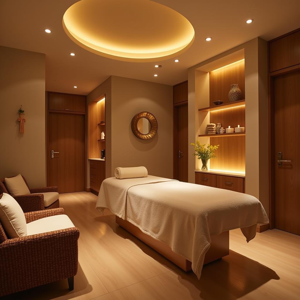 Serene massage room in Karol Bagh spa